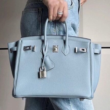 Hermes Birkin To Go Palladium Hardware Hand Bag Blue