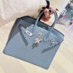 Hermes Birkin To Go Palladium Hardware Hand Bag Blue - Image 2