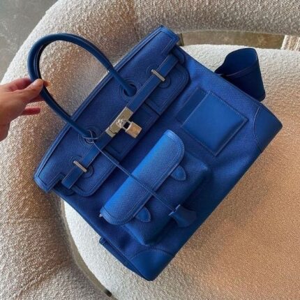Hermes Birkin Cargo To Go Palladium Hardware Hand Bag Blue