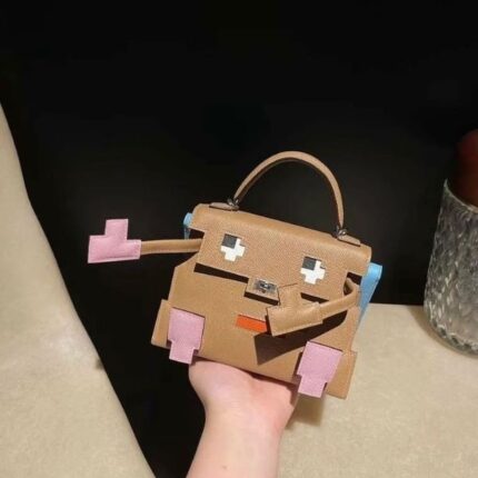 Hermes Kelly Doll Purse Hand Bag Tan