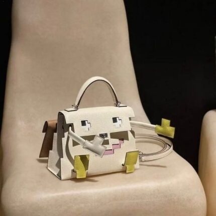 Hermes Kelly Doll Purse Hand Bag White