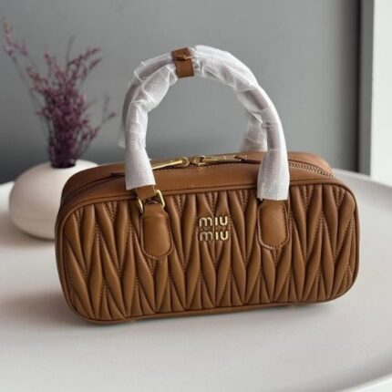 Miu Miu Long Leather Hobo Shoulder Hand Bag Tan