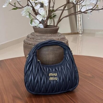 Miu Miu Leather Hobo Shoulder Hand Bag Black