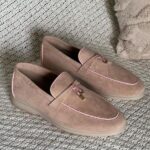Loro Piana Men's Charm Suede Loafers Slip On Shoes Pink