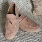 Loro Piana Men's Charm Suede Loafers Slip On Shoes Pink - Image 2