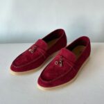 Loro Piana Men's Charm Suede Loafers Slip On Shoes Red