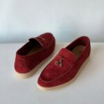 Loro Piana Men's Charm Suede Loafers Slip On Shoes Red - Image 2