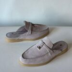 Loro Piana Charm Suede Loafers Slip On Shoes Gray - Image 2