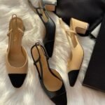 Chanel Leather Slingback Cap Toe Ballet Ballerina Flats Sandals Beige  - Image 3