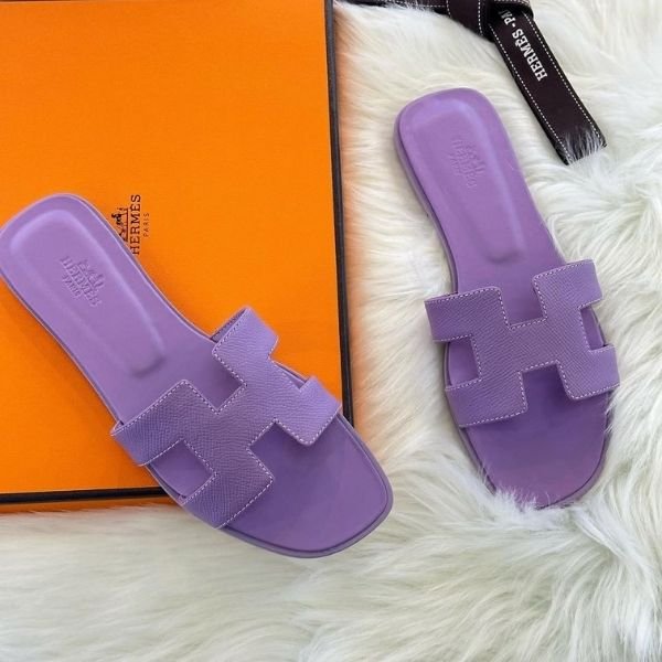 243 Hermès Oran Flat Sandals Slip-Ons Slides Lavender Violet - Image 1