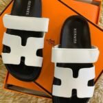 Hermès Chypre Leather Sandals Slippers Slip-On Slides White - Image 3