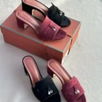 Loro Piana Women's Suede Charm Heels Sandals Shoes Black Pink - Image 2