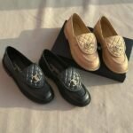 Chanel Quilted Leather CC Turnlock Loafers Flats Slip-Ons Shoes Gray - Image 2