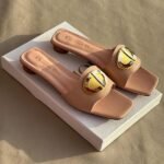 Christian Dior 30 Montaigne Calfskin Heeled Flats Slides Slip-Ons Peach Pink