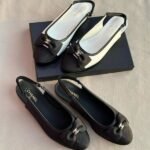 Chanel Interlocking CC Logo Slingback Ballet Flats Sandals Black - Image 2