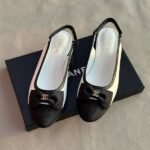 Chanel Interlocking CC Logo Slingback Ballet Flats Sandals White
