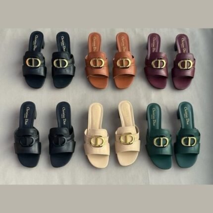 Christian Dior 30 Montaigne Calfskin Heeled Flats Slides Slip-Ons Orange