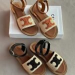 Celine Lympia Adjustable Ankle Strap Flats Sandals Tan Brown - Image 4