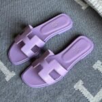 Hermès Oran Flat Sandals Slip-Ons Slides Lavender Violet - Image 4