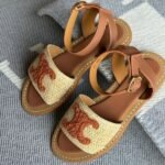 Celine Lympia Adjustable Ankle Strap Flats Sandals Tan Brown - Image 2