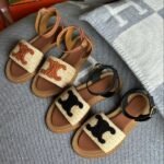 Celine Lympia Adjustable Ankle Strap Flats Sandals Tan Brown - Image 5