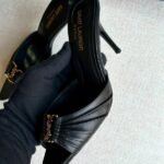 Yves Saint Laurent Babylone 90 Sandals High Heels Pointed Toe Sandals Mules Black - Image 5