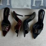 Yves Saint Laurent Babylone 90 Sandals High Heels Pointed Toe Sandals Mules Maroon Red - Image 3