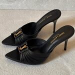 Yves Saint Laurent Babylone 90 Sandals High Heels Pointed Toe Sandals Mules Black - Image 6