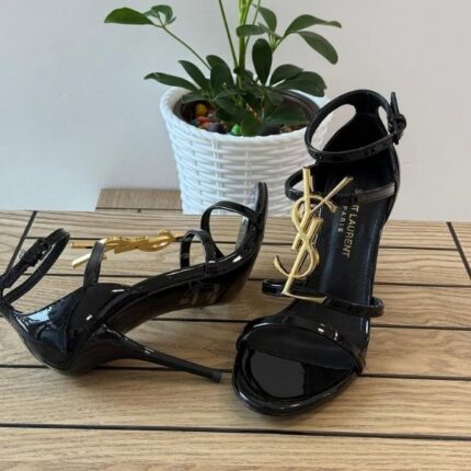 Yves Saint Laurent 100mm Cassandra Back Strap High Heels Open-Toe Sandals Gold