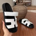 Hermès Chypre Leather Sandals Slippers Slip-On Slides White - Image 2
