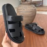 Hermès Chypre Leather Sandals Slippers Slip-On Slides Black - Image 2