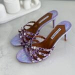 Aquazzura Tequila Mule 75 Heels Sandals Pumps Purple