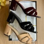 Saint Laurent Tribute Comfort Sandals Slide Heels Maroon - Image 2