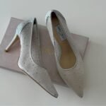 Jimmy Choo Love 85 Mesh Pointed-Toe Pumps with Dégradé Crystals High Heels Pumps Sandals White