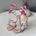 René Caovilla 105mm Cleo Sandals High Heels Pink Floral