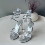 René Caovilla 105mm Cleo Sandals High Heels Silver Floral