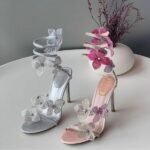 René Caovilla 105mm Cleo Sandals High Heels Pink Floral - Image 2