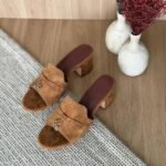 Loro Piana Women's Suede Charm Heels Sandals Shoes Tan