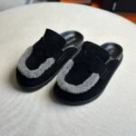 Hermès Suede Go Mule Flats Slides Sandals Slip-Ons Black