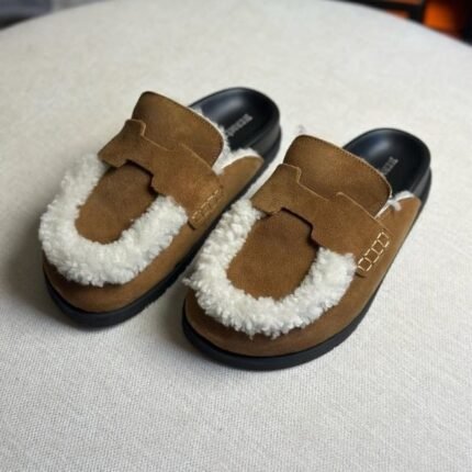 Hermès Suede Go Mule Flats Slides Sandals Slip-Ons Brown