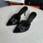 Yves Saint Laurent Babylone 90 Sandals High Heels Pointed Toe Sandals Mules Black - Image 7