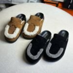 Hermès Suede Go Mule Flats Slides Sandals Slip-Ons Black - Image 2