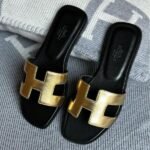 Hermès Oran Flat Sandals Slip-Ons Slides Multicolor Gold