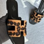 Hermès Oran Flat Sandals Slip-Ons Slides Leopard Brown - Image 3