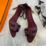 Hermès Premiere 70 Sandals Heels Ankle Strap Burgundy - Image 2