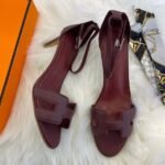 Hermès Premiere 70 Sandals Heels Ankle Strap Burgundy
