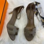 Hermès Premiere 70 Sandals Heels Ankle Strap Taupe