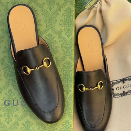Gucci Princetown Horsebit-Detail Leather Mules Slides Slip-Ons Sandals Black