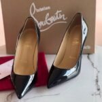 Christian Louboutin Pigalle Patent Leather 85mm Heels Pumps Sandals Black - Image 2
