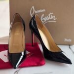 Christian Louboutin Pigalle Patent Leather 85mm Heels Pumps Sandals Black